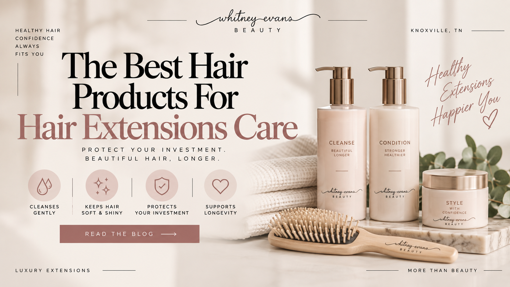Best hair products for hair extension care at Whitney Evans Beauty in Knoxville, TN