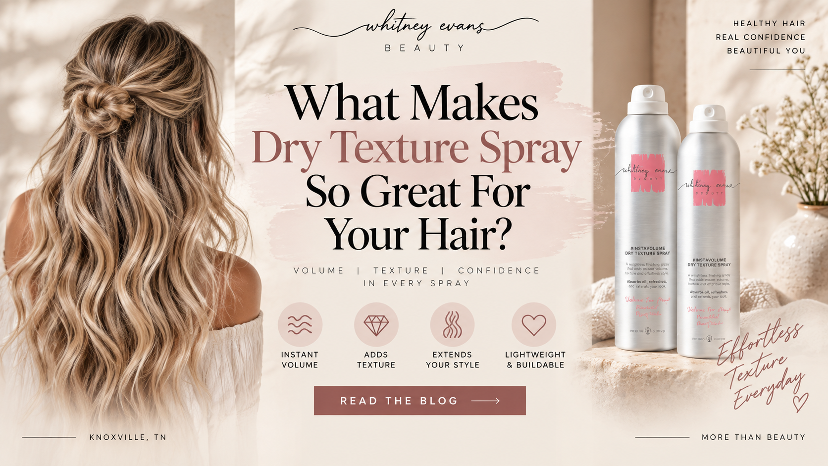 Dry texture spray for adding volume and texture to hair at Whitney Evans Beauty