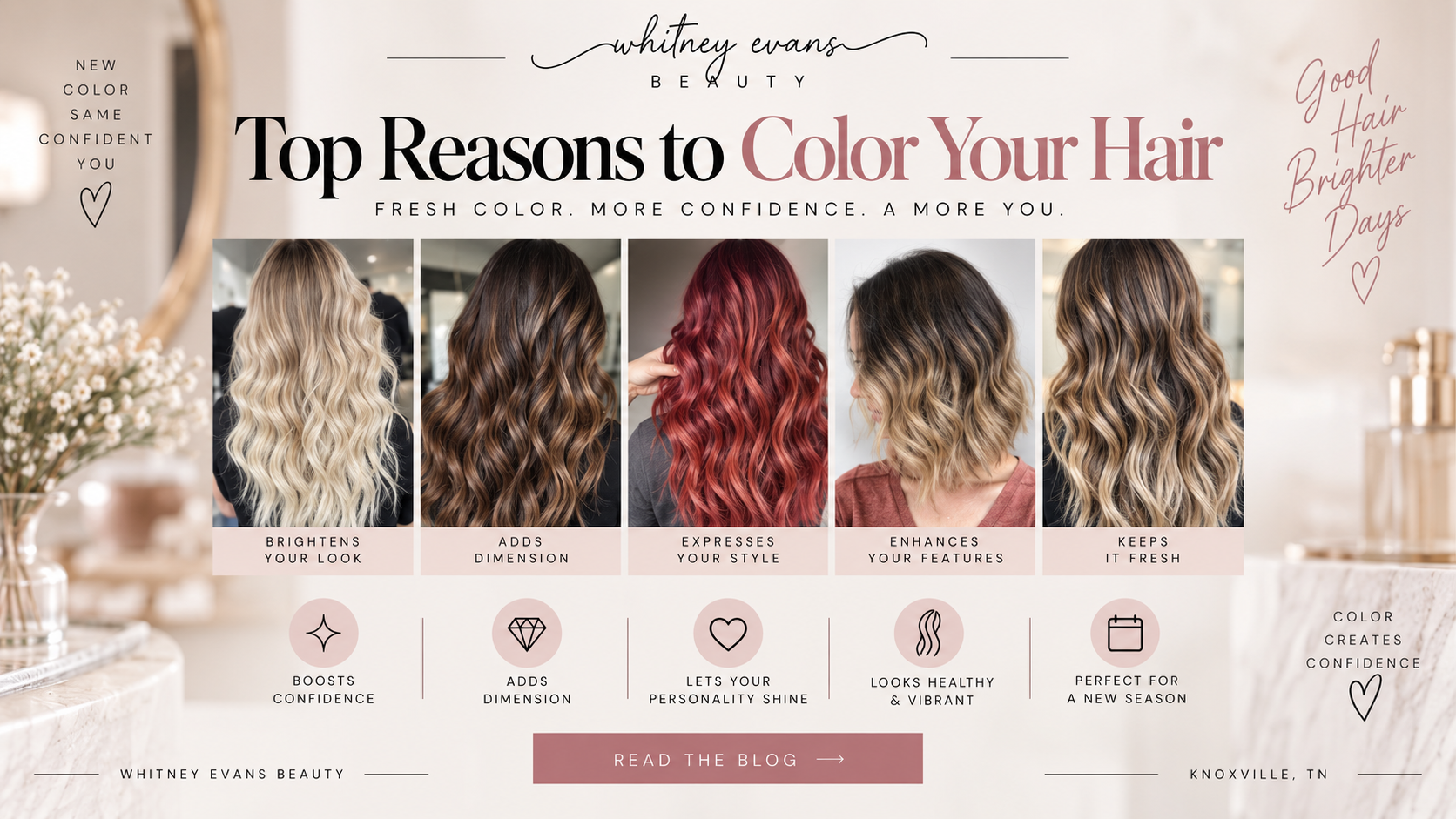 Hair color inspiration from Whitney Evans Beauty in Knoxville, TN