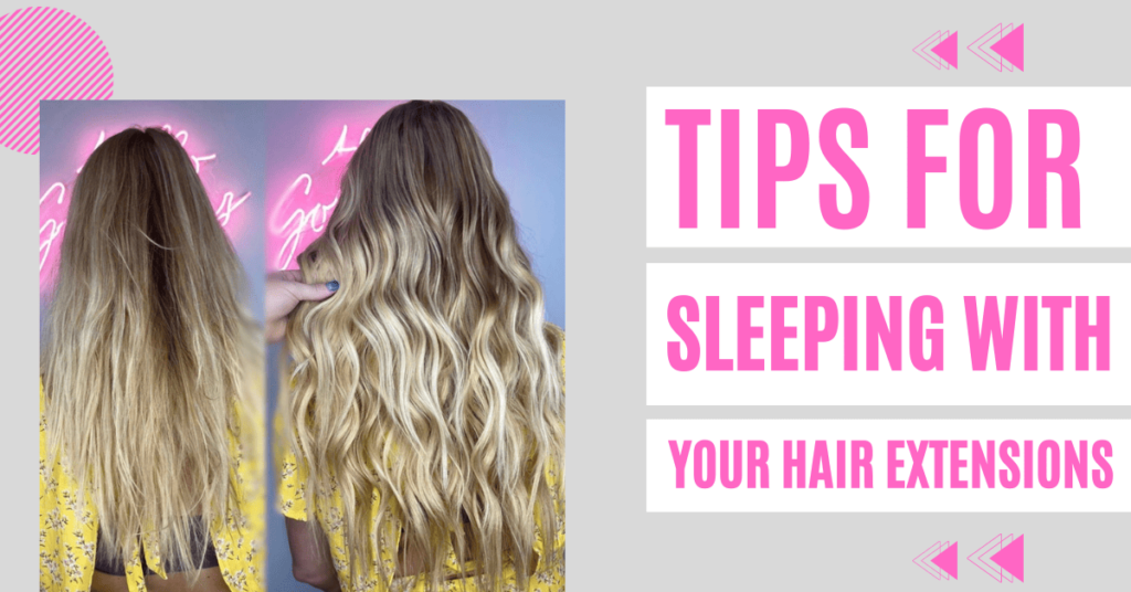 Before and after of ombre blonde hair extensions that are properly cared for while sleeping