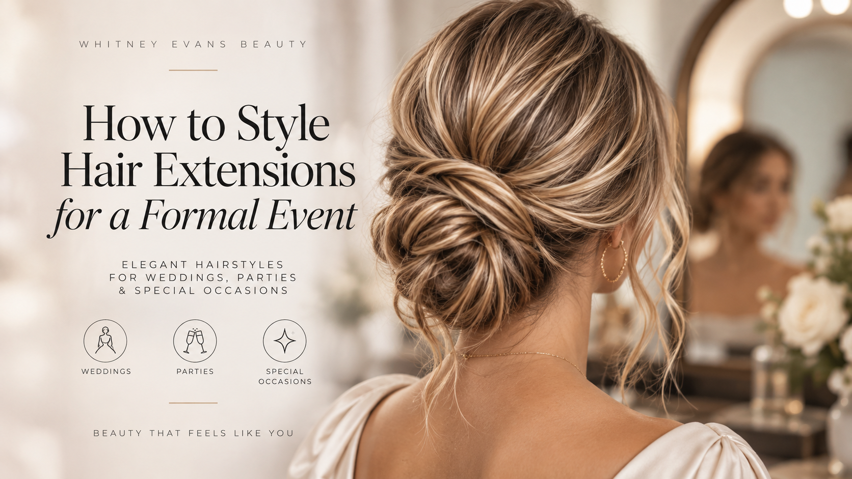 Elegant formal event hairstyle with hair extensions