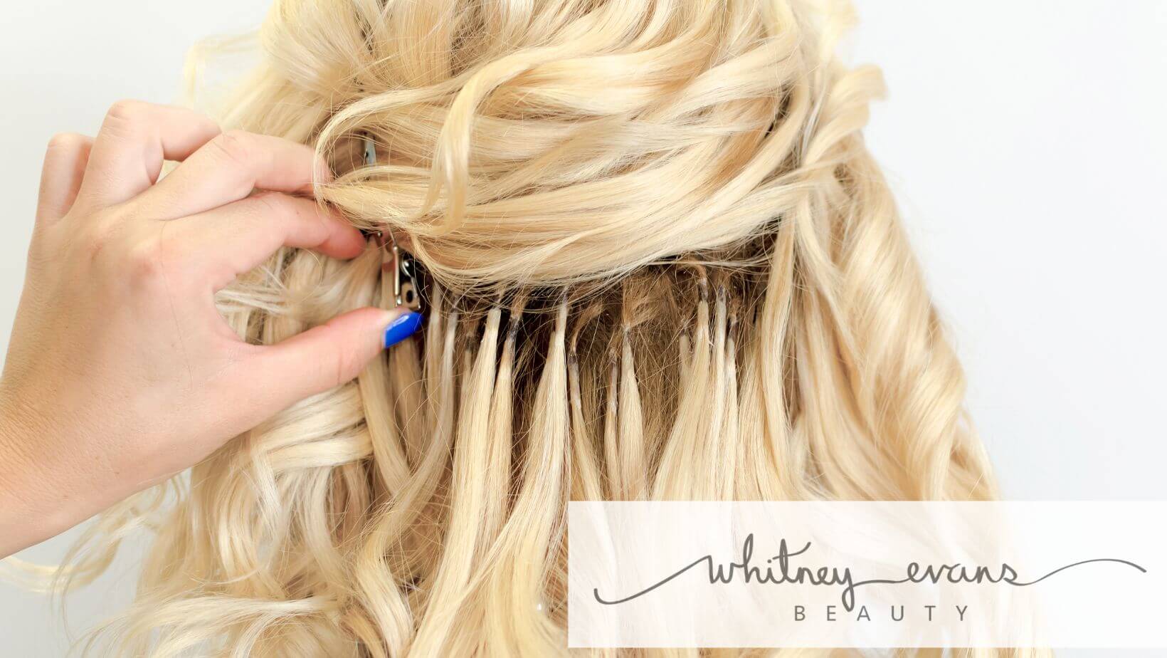 Blonde haired client with individual bond extensions