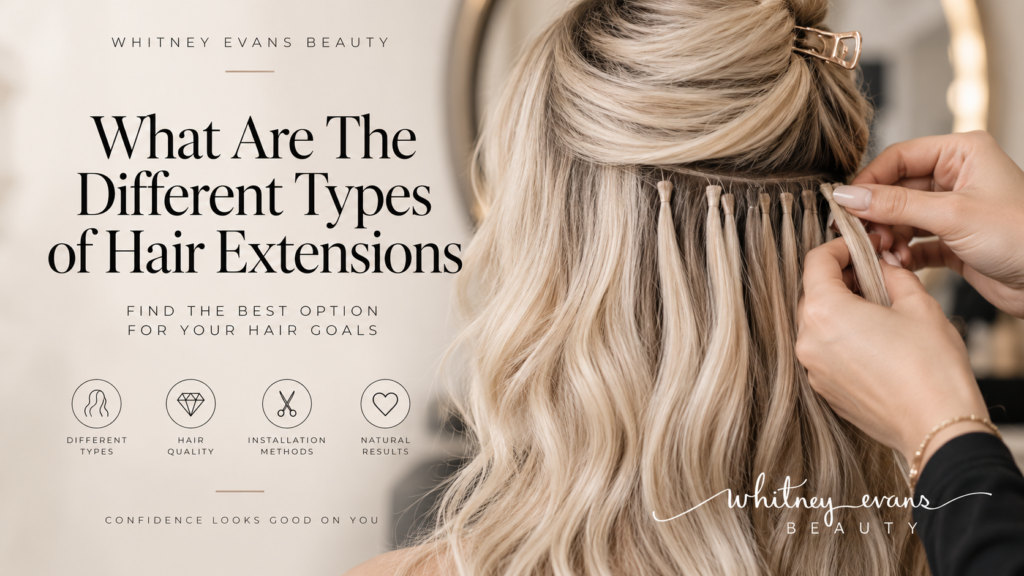 Different types of hair extensions available at Whitney Evans Beauty in Knoxville, TN