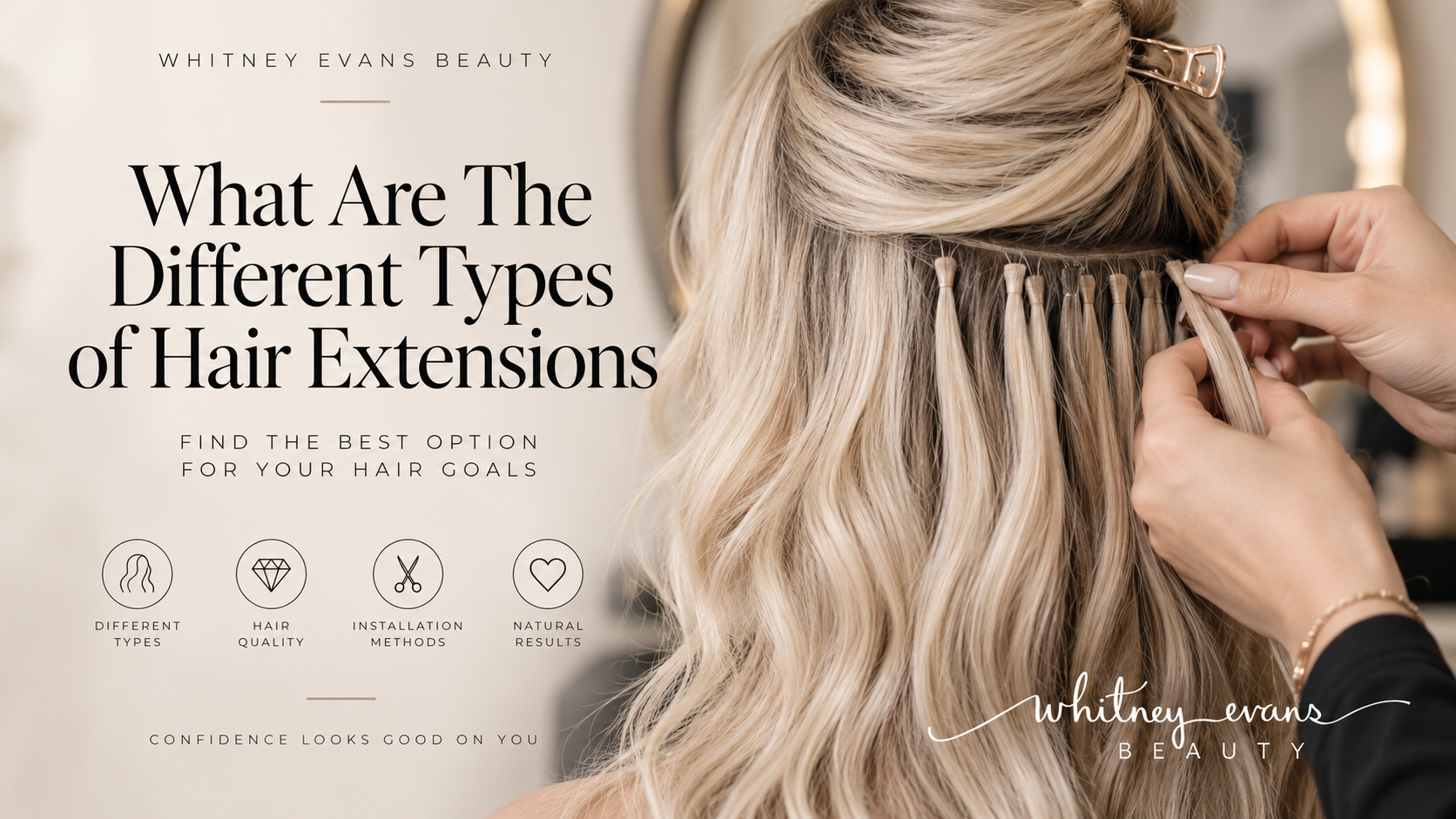 Different types of hair extensions available at Whitney Evans Beauty in Knoxville, TN