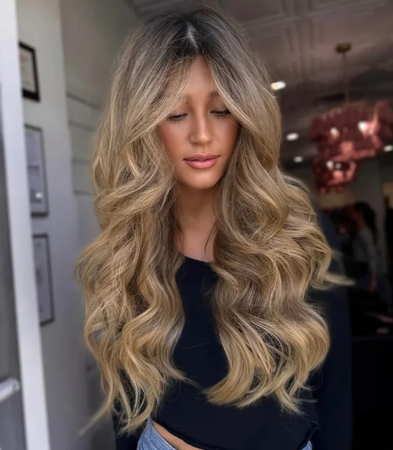 Long blonde balayage waves by Whitney Evans Beauty